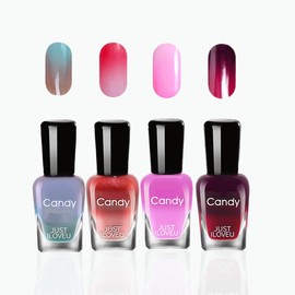 Rowcay Color Changing Nail Polish Set, 4 Pcs Classic Temperature Colors, 0.24oz Finger Toenail Nail Polish Quick Dry, Glossy Finish, Suitable for Women and Girls, 7ml Each