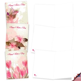 The Best Card Company 20 Assorted Blank Mother's Day Notecards Box Set 4 x 5.12 Inch with Envelopes (10 Designs, 2 Each) Summer Floral AM10326MDB-B2x10