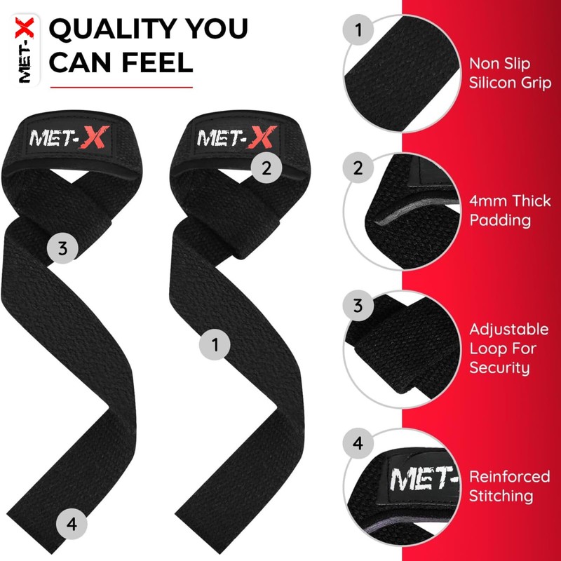 Met-X Weight Lifting Straps for Men & Women, Hand Grip
