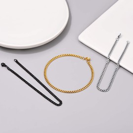 PROSTEEL Men's Bracelet Classic Curb Chain 3.5/6/9/12 mm 21 cm Cuban Link Chain Bracelet Men's Hip Hop Bracelet Fashion Jewellery Gift for Men Women Stainless Steel / 18 K Gold-Plated, stainless steel