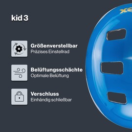 uvex unisex youth, kid 3 cycling helmet, blackout blue, 51-55 cm