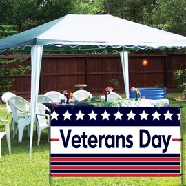 VictoryStore Veterans Day Banner Waterproof Vinyl Banner (3 Feet By 5 Feet, Stripes)