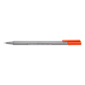 Staedtler triplus Fineliner 334–201, triangular barrel, Metal-Encased tip, approx. 0.3 MM Pack of 10 in Cardboard Case, neon Red