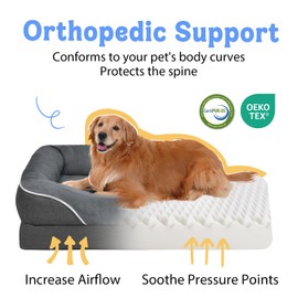 Washable Orthopedic Large Dog Bed - Removable Orthopedic Foam Dogs Beds with Bolsters Waterproof Large Dog Bed and Non-Slip Bottom Extra Large Dogs Beds Sofa