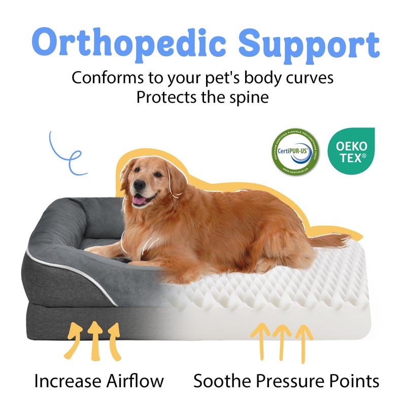 Washable Orthopedic Large Dog Bed - Removable Orthopedic Foam Dogs