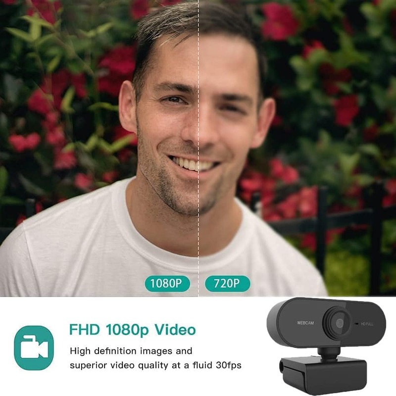 Webcam with Microphone, Full HD 1080P Webcam for PC/Laptop/Desktop/MAC, Web