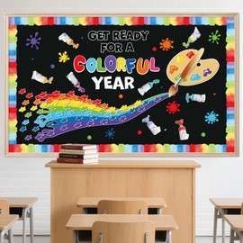 Kangomelon Get Ready for a Colorful Year Bulletin Board Decorations Welcome Back to School Bulletin Board Border Cutouts First Day of School Classroom Decorations Set Class Blackboard Wall Door Decor