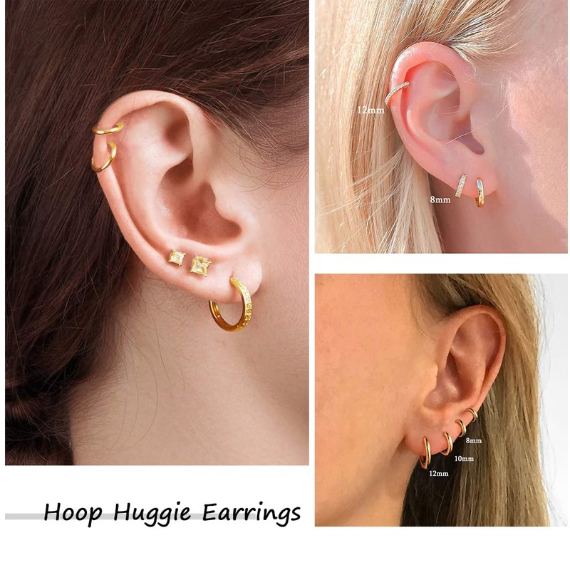 MOROYA 10 Pairs Cuff Earrings for Women ,Zircon Needle Ear