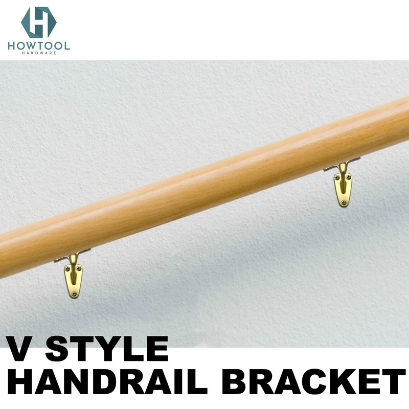Handrail Bracket Heavy Duty Champagne Brass V Style, 3 Pack