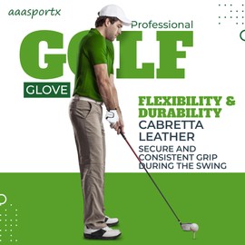 aaasportx 2 Pack Men‘s Golf Gloves, Durable White Cabretta Leather All Weather Golf Gloves Men (Small, Left)