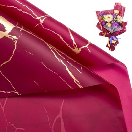 WRAPAHOLIC 20 Sheets Flower Wrapping Paper - 22.4 x 22.4 inch Wine Red Marble Water-Resistant Floral Bouquet Wrapping Paper, Florist Supplies Packaging for Wedding Birthday Gift DIY