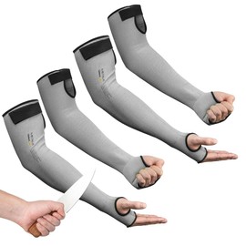 toolant Cut Resistant Farmers Sleeves with Thumb Hole, Arm Protectors for Thin Skin and Bruising, for Gardening, Welding, Kitchen, Arm Guards for Biting, Pet Grooming, Grey, 2 Pairs