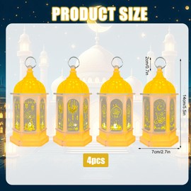 Ramadan Decorative Lamp, Ramadan Lantern, Eid Mubarak Lantern, Ramadan Decorations Eid Lights, Moon Star Decoration, Vintage Hanging Ramadan Decorative Light, for Muslim Festival Decorative, Pack of 4