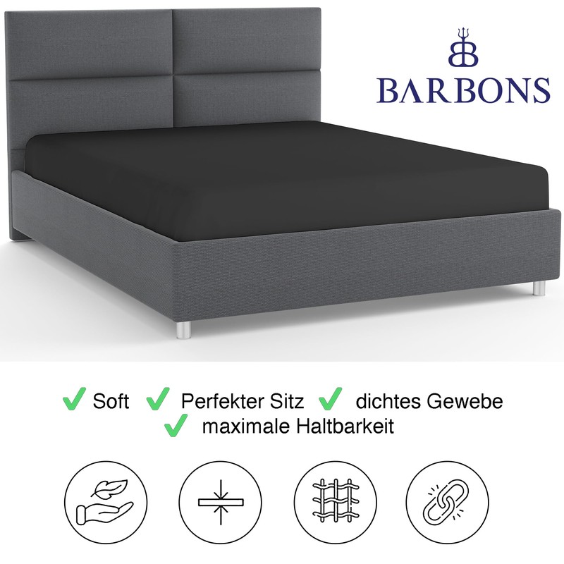 BARBONS Fitted Sheet 90 x 200 cm, 100% Cotton Fitted