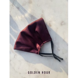GOLDEN HOUR Silk Satin Face Mask | Sensitive Skin Face Mask | Hypoallergenic Face Mask | Adjustable Face Mask | Silk Face Mask Washable UK (Single, Maroon)