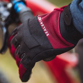 SEALSKINZ Unisex Waterproof All Weather MTB Glove - Black/Red, Medium