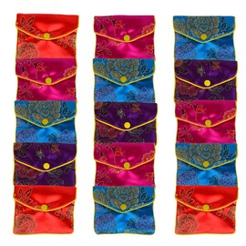 Bleiou 15 Pcs Jewelry Silk Purse Pouch Brocade Gift Bags Mix Colors(Medium)