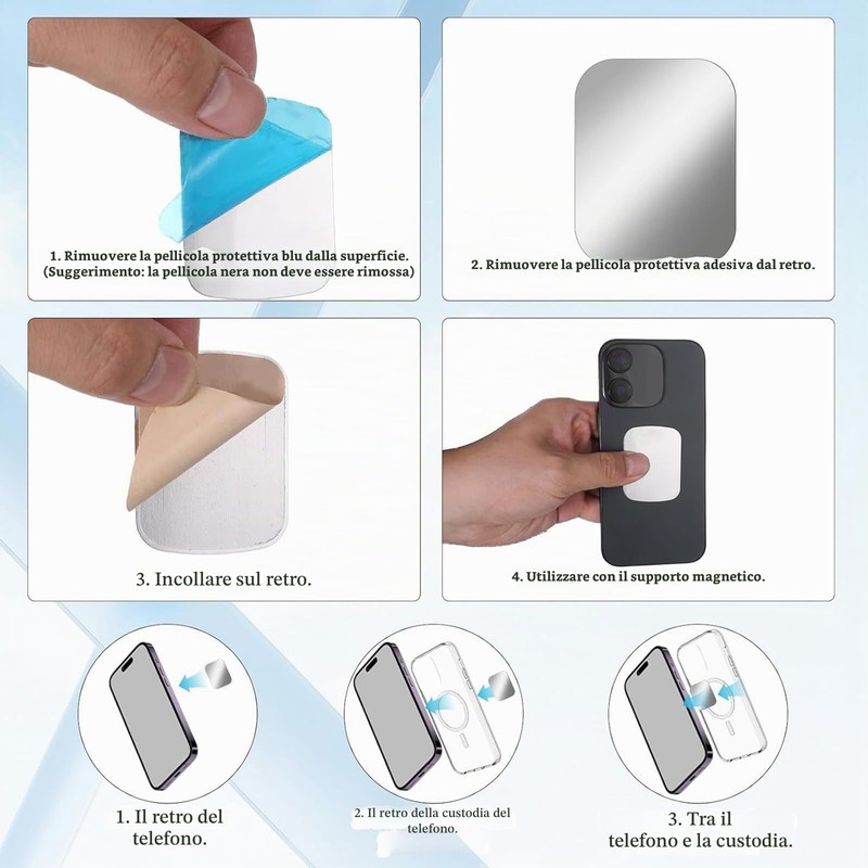 GWEOR 20 Pezzi Confezione per Cellulare Auto, Placche Metalliche Adesive,