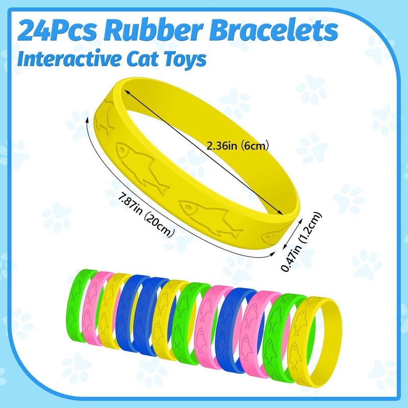 AKAIXI Cat Toys 24 PCS, Rubber Cat Chew Toy, Interactive