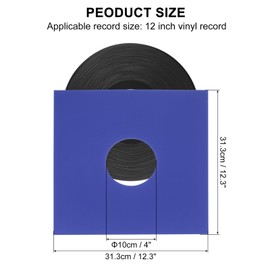 sourcing map 10 Pcs 12" Vinyl Record Jackets,Kraft Paper Vinyl Outer Sleeves with Hole Album Protector Covers for LP Vinyl Records Collections Storage,Blue