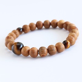 念珠 Dot Quartz Rosary Bracelet Approx. 8 X 9 Mil 屋久 Cedar Tiger Eye Stone Power Stone natural stone bracelet 念珠 Mala Bracelet World Heritage Hatt Too Natural Wood Tiger Eye For Men And Women Men's Women's 2000800101592 