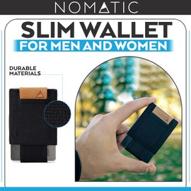 NOMATIC Minimalistic Wallet for Men and Women - Slim Wallet Fits In Front Pocket - Holds 4-15 Cards - Hidden Cash Holder and Key Holder Pocket (Black)
