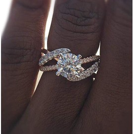 Cuteshop zx0303 18K Rose Gold CZ Crystal round Simulated Diamond Engagement Ring Promise Rings for Women, 9