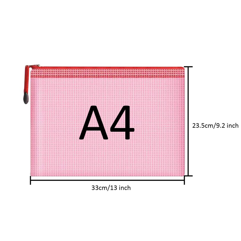 10 PCS Mesh Document Bag, Waterproof Zipper Pouch A4 Size