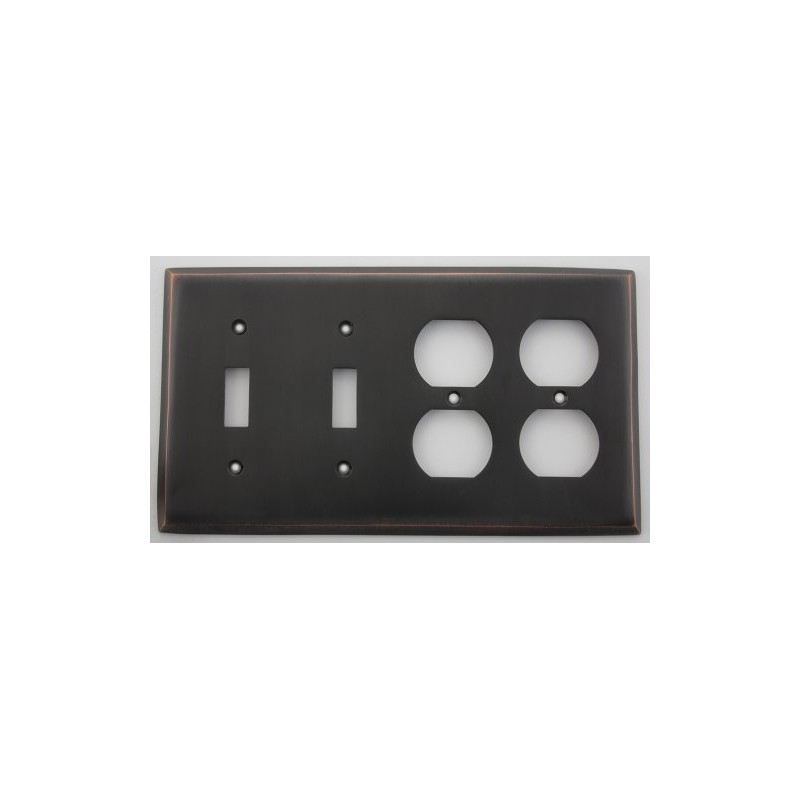 Oil Rubbed Bronze 4 Gang Wall Plate - 2 Toggle