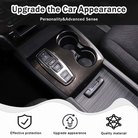 HIRUFAIT Gear Shift Panel Cover Trim for Honda Pilot 2016-2022/ Ridgeline 2020-2023/ Passport 2019-2023, ABS Automotive Center Consoles Cup Holder Cover Protector Accessories (Carbon Fiber Pattern)