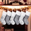 GEX Christmas Stockings 6 Pack for Family 20" Large Silver