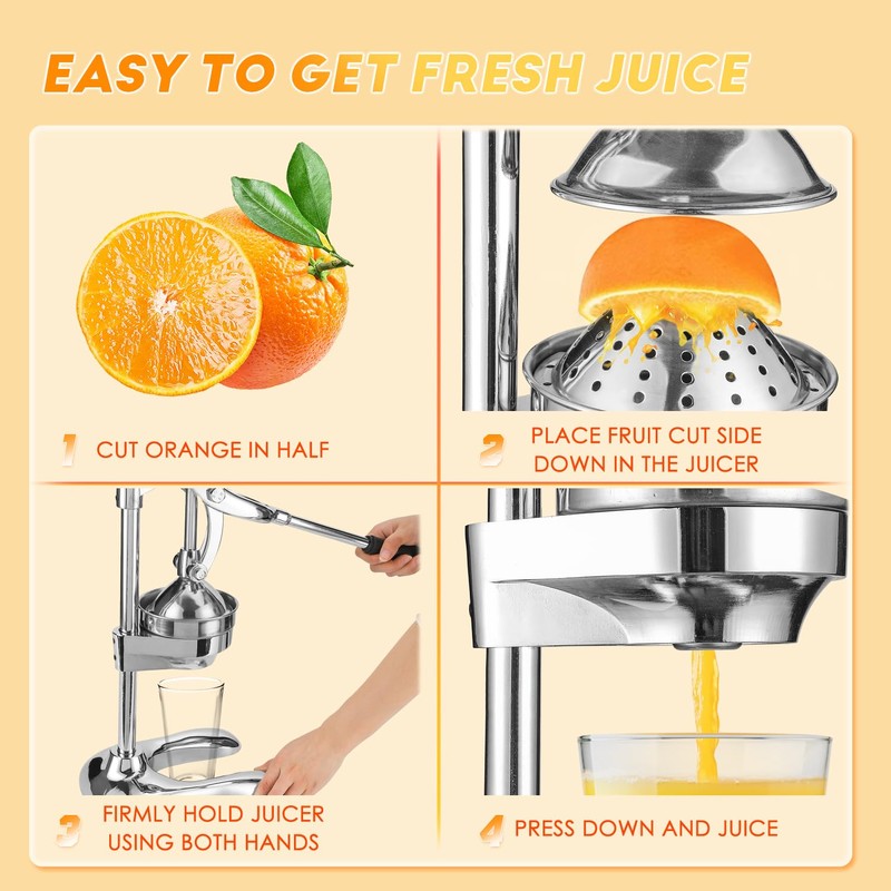 Moongiantgo Commercial Manual Juicer, Hand Press Citrus Juicer Extractor with