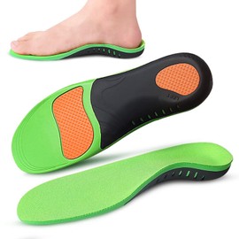 Plantillas para Fascitis Plantar, Plantillas Ortopédicas para Hombre, Plantillas para Zapatos con Apoyo de Arco, Plantillas de Gel para Pie Plano, Plantillas Deportivas Amortiguadoras y Antifatiga, Aliviar el Dolor de Pies y Talones (43-46 Verde)