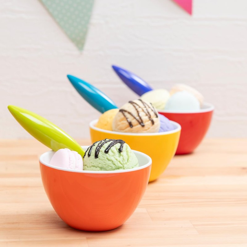 Bzyoo Set of 6 Small ColorPop Melamine Bowls, 4.25" 11.8