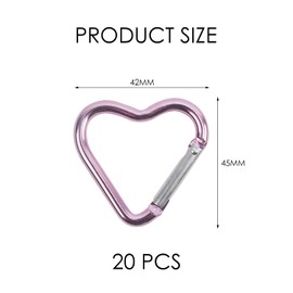 HINFHI 20 Pieces Of Heart-Shaped Carabiner, Metal Carabiner, Creative Metal Buckle, Simple Backpack Hanging Buckle, Cute Keychain.