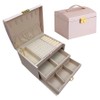 White Leather Jewelry Storage Box with Three Layers and Removable