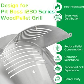 Flame Broiler Kit for Pit Boss PB1230 Pellet Gas Combo Grills 1230CC PB1100PSC2 550G Replacement Parts Pitboss Diffuser Heat Deflector Plate Smoker BBQ Accessories