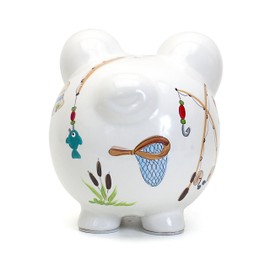 Child to Cherish Ceramic Piggy Bank for Boys, Gone Fishing
