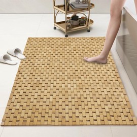 HOMBYS 58x32 Extra Large 100% Bamboo Shower Mat for Shower Stall Tub, Non Slip Bath Mat Bathroom Accessories, Large Mats for Shower and Bathroom, Quick Drying