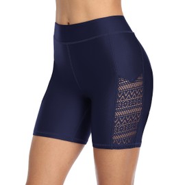 CharmLeaks Women Boyleg Swim Bottoms Tankini Swim Short Beach Bottoms Navy L