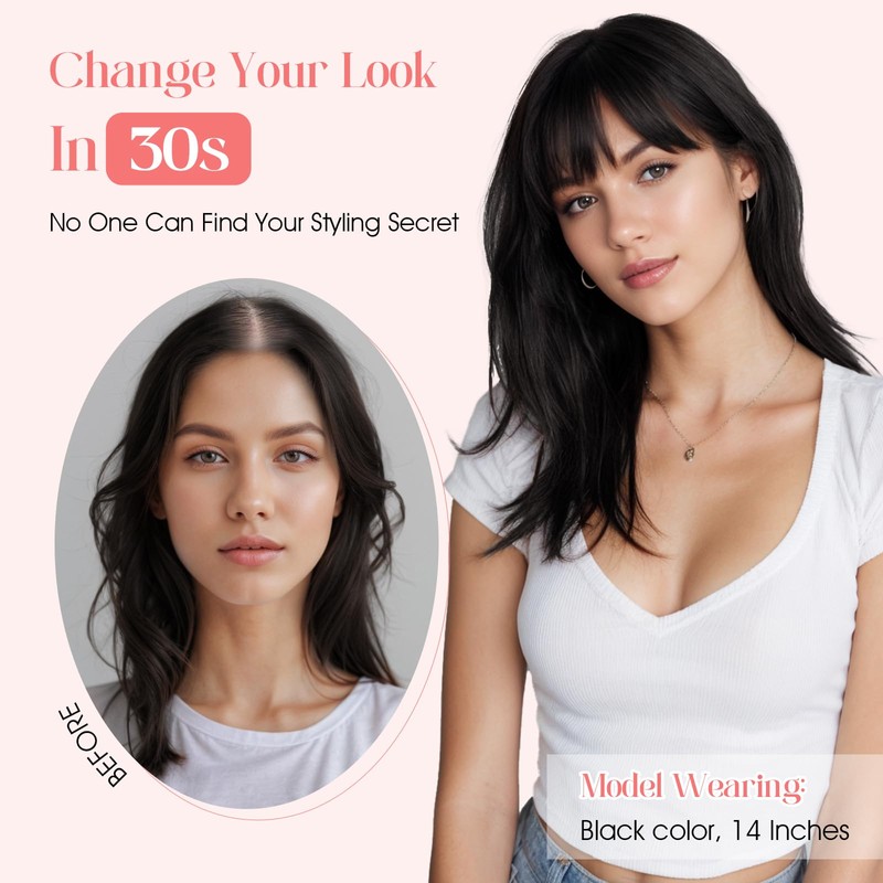 Hairro Mono Hair Toppers with Bangs, 3.4" x 3.4" Mono