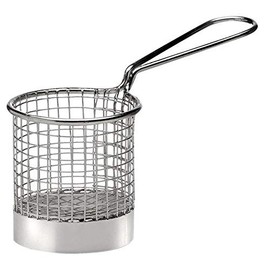 APS Snack-Holder Servier-Frittierkorb aus Edelstahl, Ø 8 cm, Höhe 7,5 cm, Griff 9,5 cm