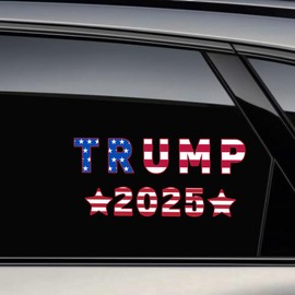 Iprokiu Car Sticker for Trump 2025 Waterproof Double-Sided Printed Bumper Sticker Self-Adhesive Decal for Trump American Flag Car Window Decal Wall Laptop Car Decoration (Letter)