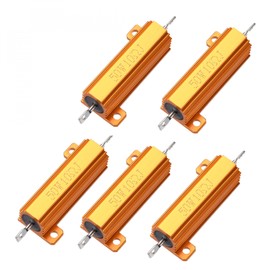 sourcing map 5pcs Aluminium Housing Chassis Wire Wound Wire Wound Resistor Glod 50W 10 Ohm