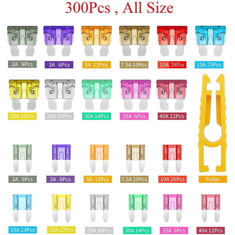 300pcs Car Blade Fuse Assortment Assort Kit Blade Set Auto
