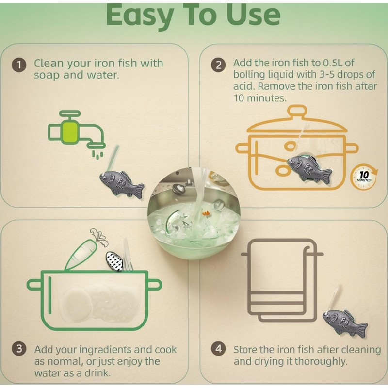 Iron Fish Cooking Tool, Natural Iron Supplement for Cooking, Great