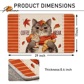 Tailus Fall Golden Retriever Dog Decorative Front Door Mat, Autumn Pet Maple Leaves Doormat Indoor Outdoor Non-Slip Floor Entryway Rug, Seasonal Home Kitchen Decoration Dog Lover Gift 17x29 Inch