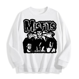 Misfits Band Evilive Graphic Crewneck Sweatshirt, US Warehouse, 6 ColorsSize: S, Color: Ivory