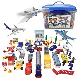 NA Aviator Action! Kids Airport and Airplanes Playset 57 Piece