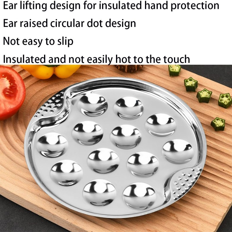 BAOPUSHIDAJILI 2Pcs Stainless Steel Escargot Plates with 12 Compartment Holes